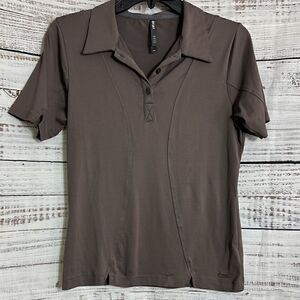 Lija Polo Womens Size Medium Brown Nylon Blend Golf Tennis stretch Moisture wick